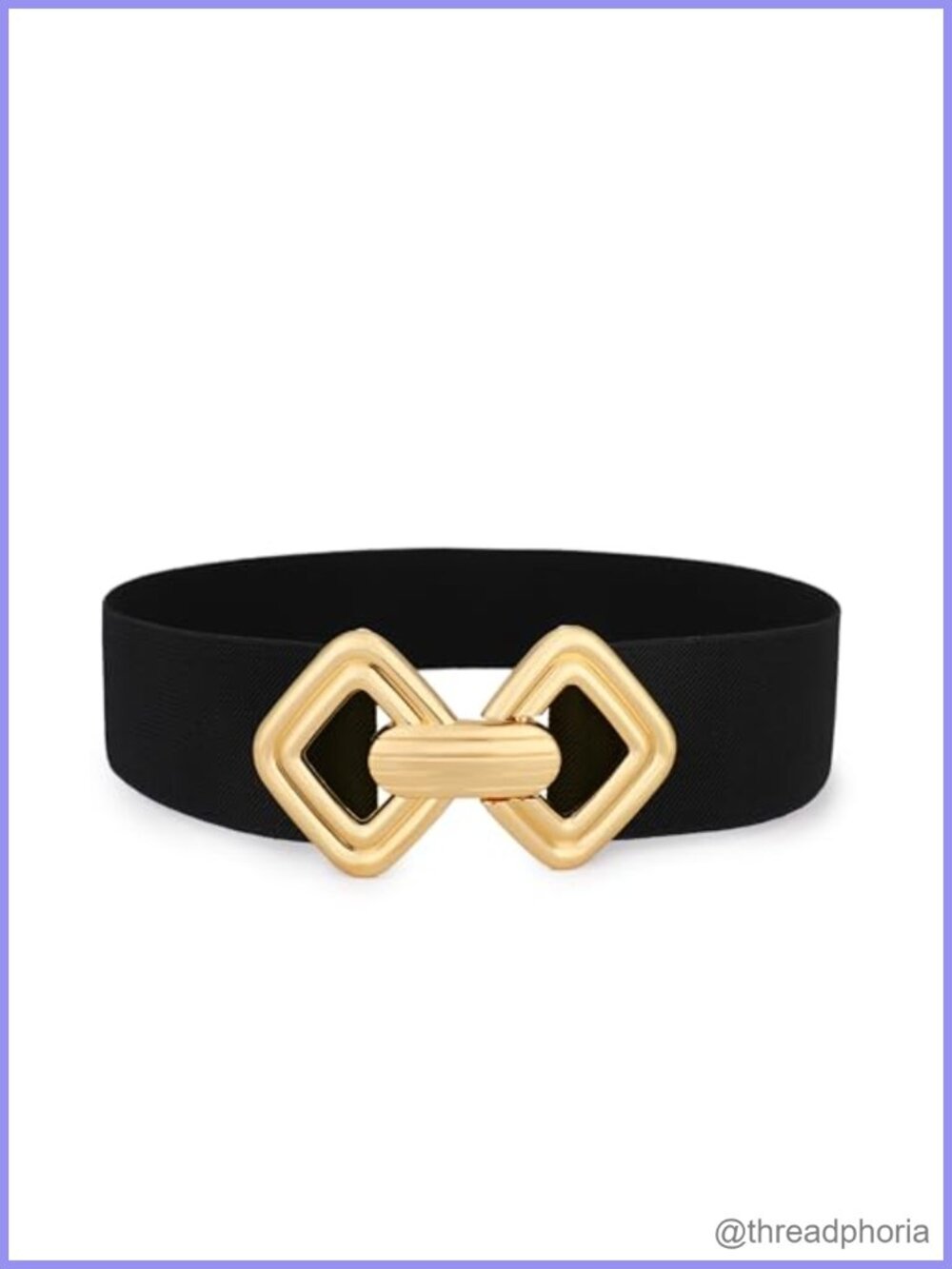 Wide Elastic Belt Retro Gold Buckle Stretchy Waistband for Dress